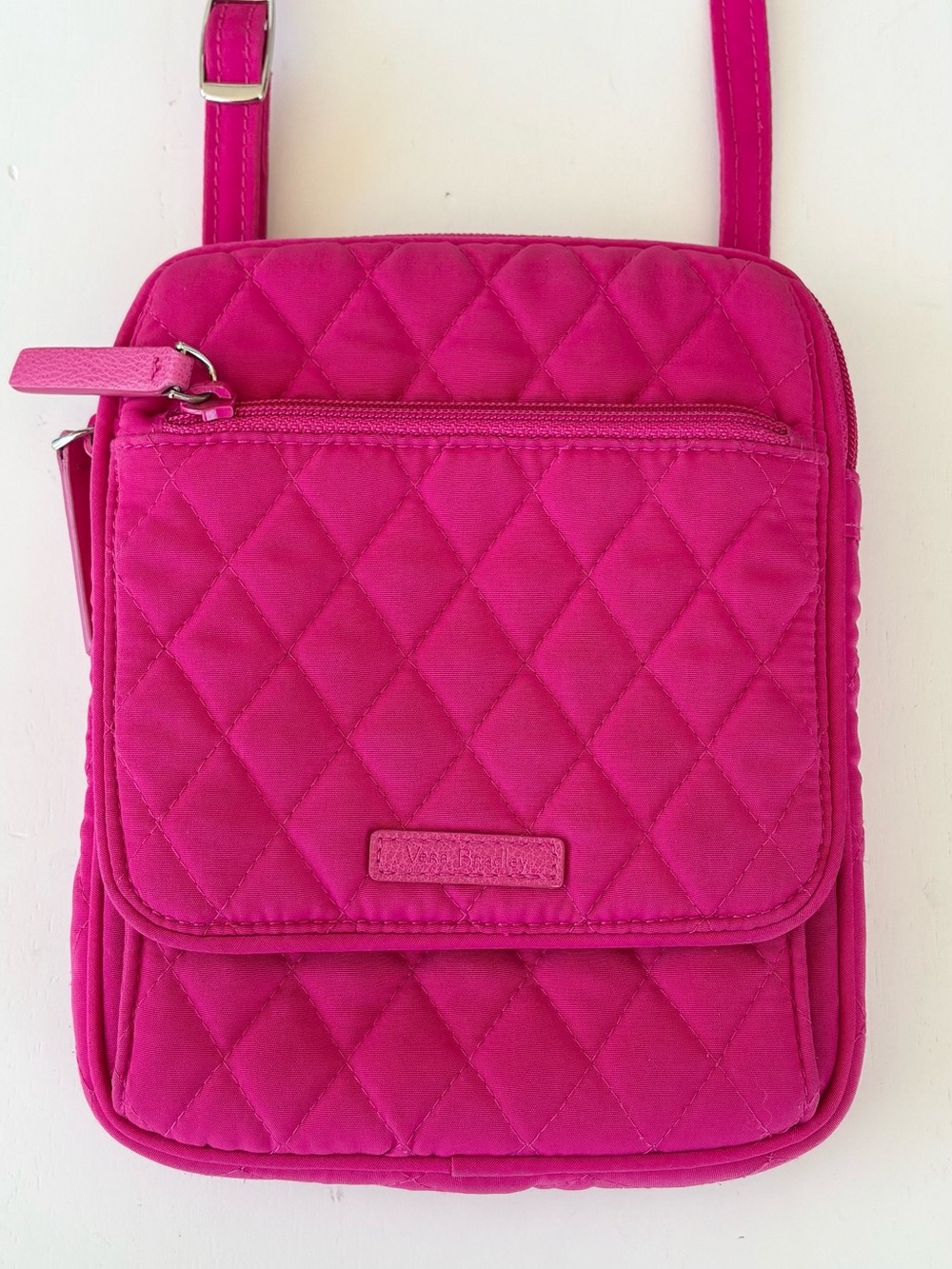 Vera Bradley Fuchsia Quilted Crossbody Bag Travel Organizer Purse
